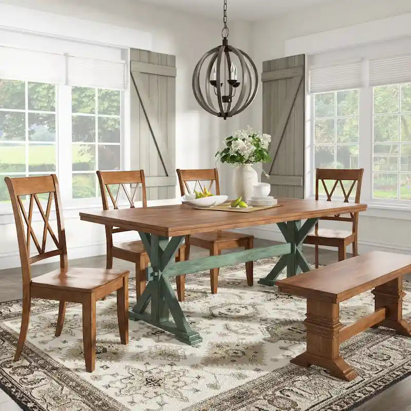 Two-tone Solid Wood Top Dining Table by