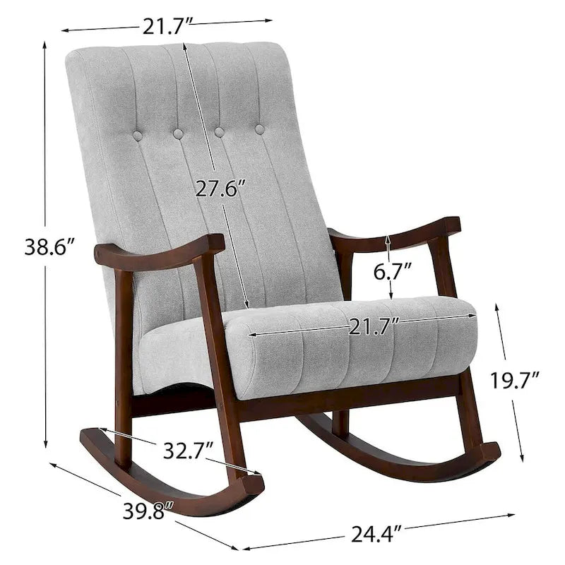 Upholstered Rocking Chair ModernHighBackArmchair
