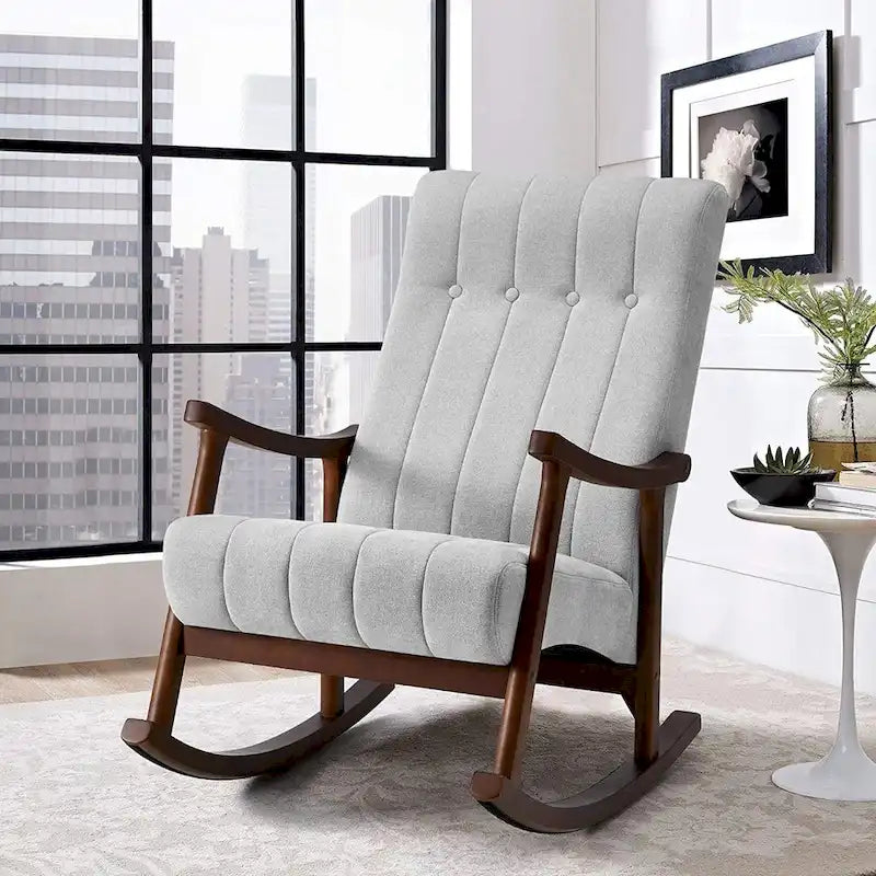 Upholstered Rocking Chair ModernHighBackArmchair