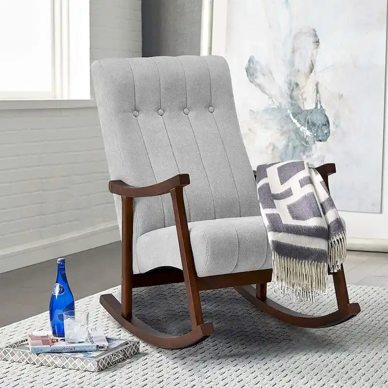 Upholstered Rocking Chair ModernHighBackArmchair
