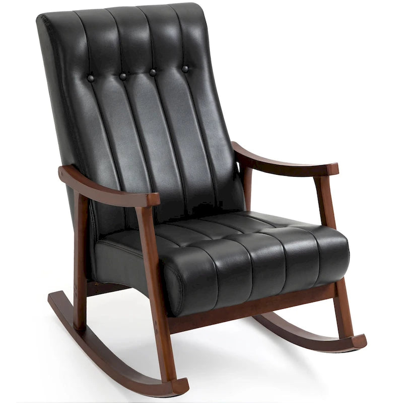 Upholstered Rocking Chair ModernHighBackArmchair