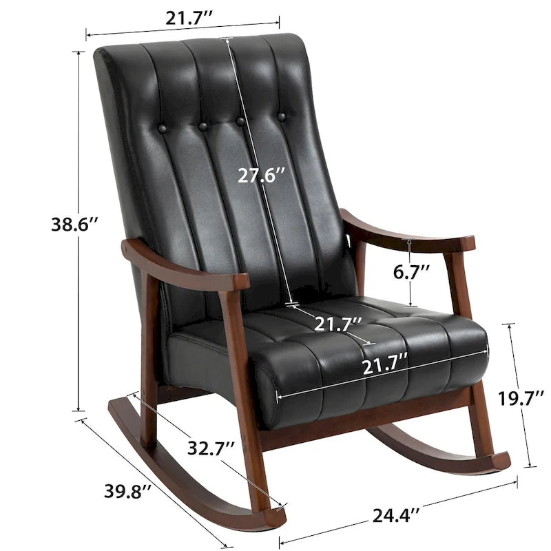 Upholstered Rocking Chair ModernHighBackArmchair