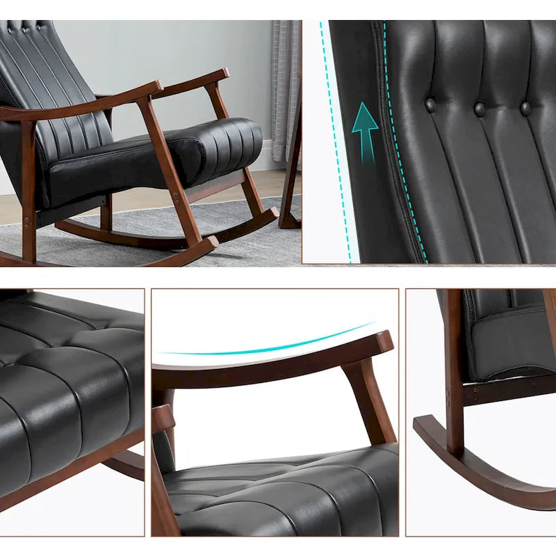 Upholstered Rocking Chair ModernHighBackArmchair