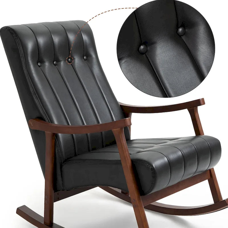 Upholstered Rocking Chair ModernHighBackArmchair