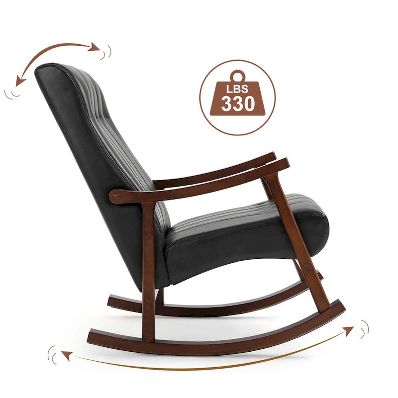 Upholstered Rocking Chair ModernHighBackArmchair