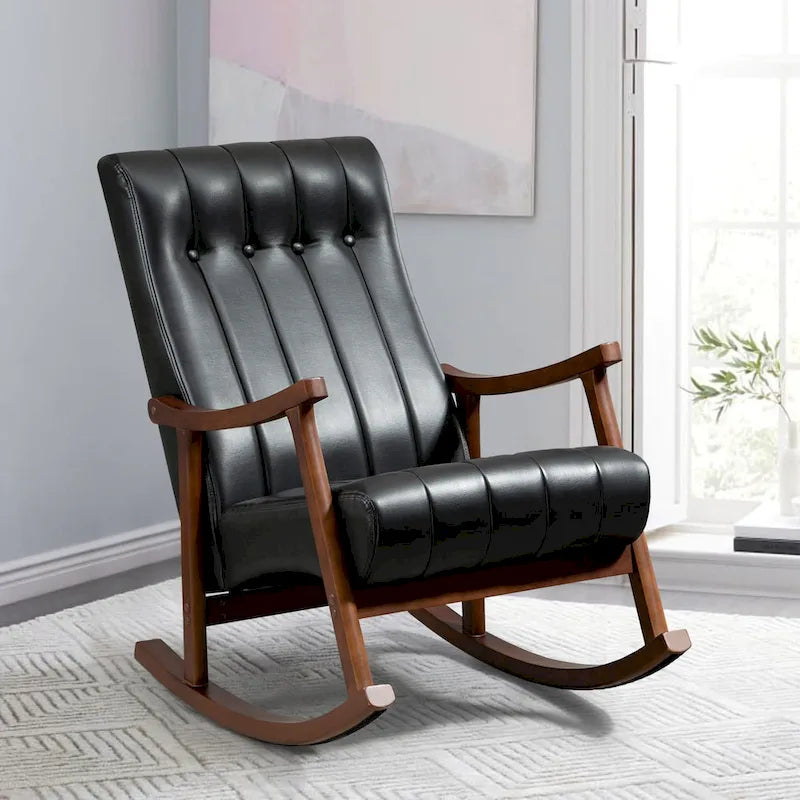 Upholstered Rocking Chair ModernHighBackArmchair