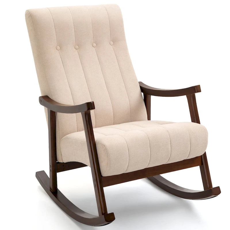 Upholstered Rocking Chair ModernHighBackArmchair