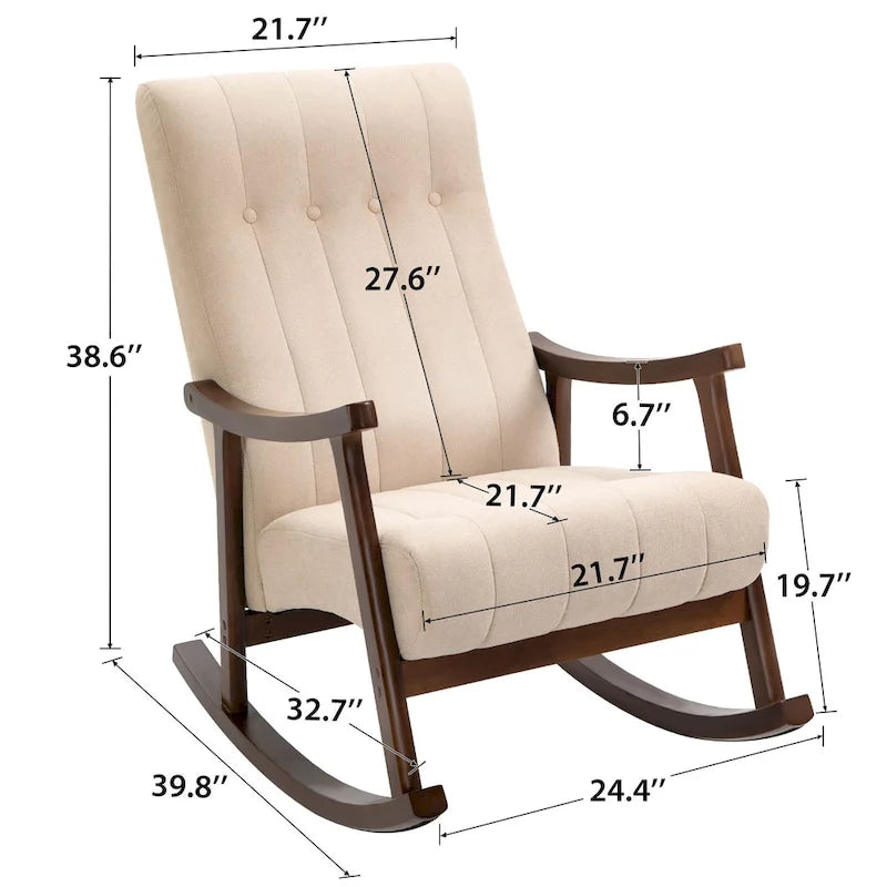 Upholstered Rocking Chair ModernHighBackArmchair