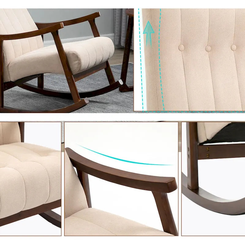 Upholstered Rocking Chair ModernHighBackArmchair