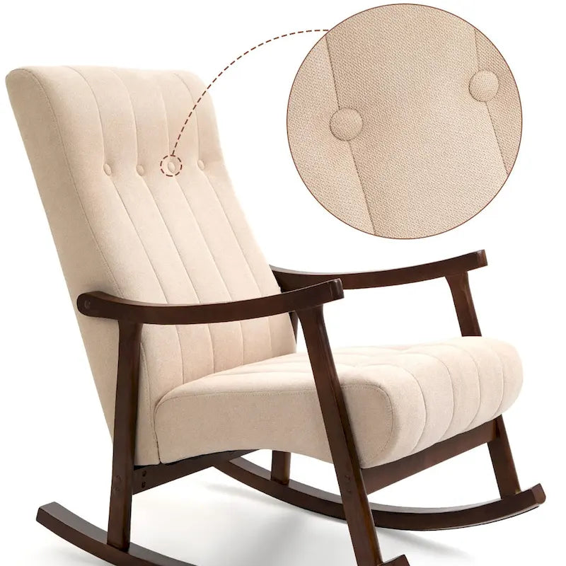 Upholstered Rocking Chair ModernHighBackArmchair