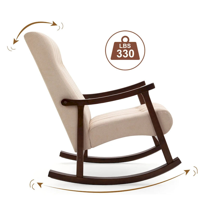 Upholstered Rocking Chair ModernHighBackArmchair