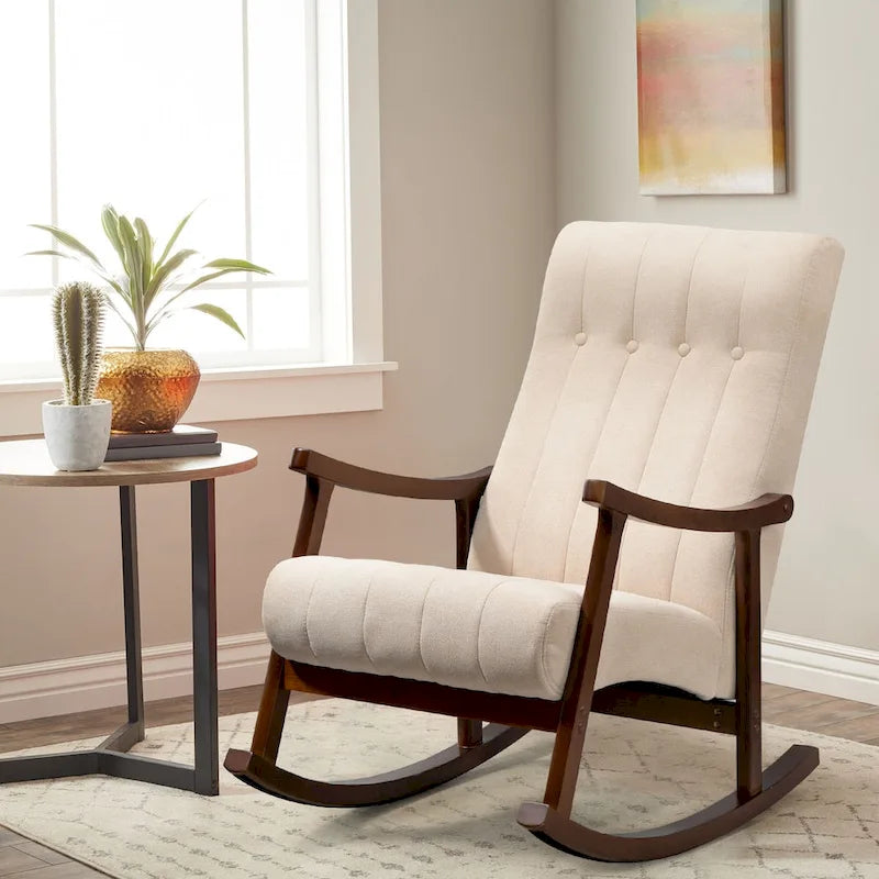 Upholstered Rocking Chair ModernHighBackArmchair
