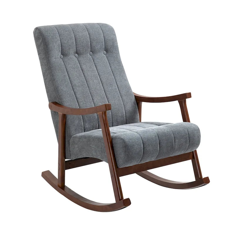 Upholstered Rocking Chair ModernHighBackArmchair