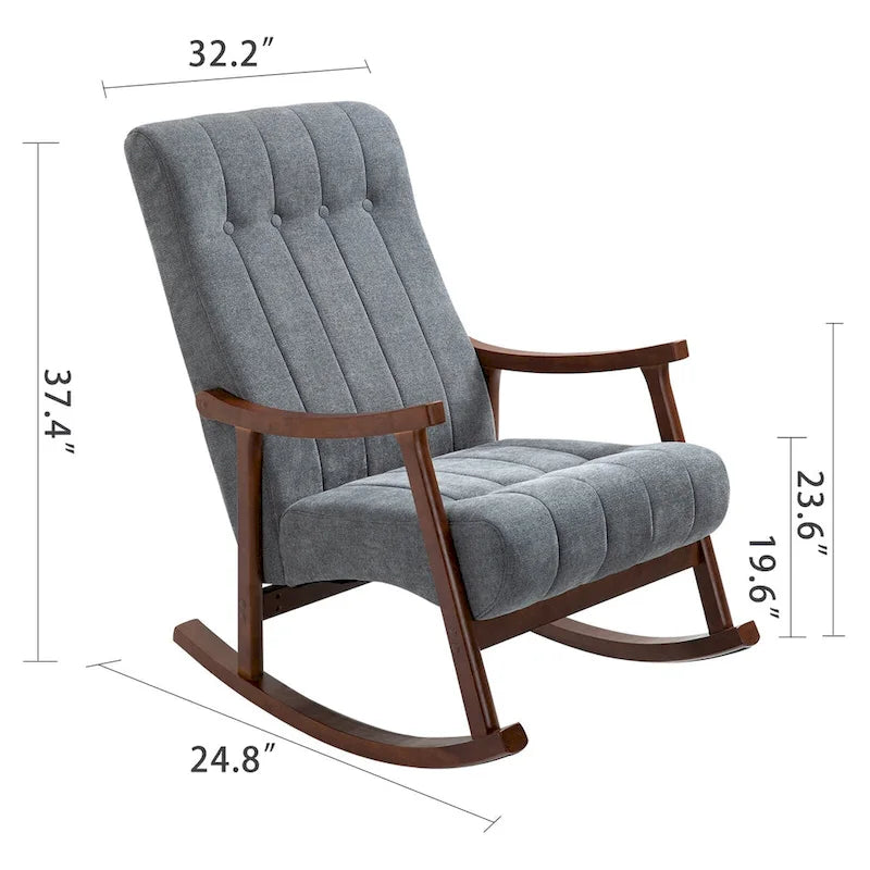 Upholstered Rocking Chair ModernHighBackArmchair