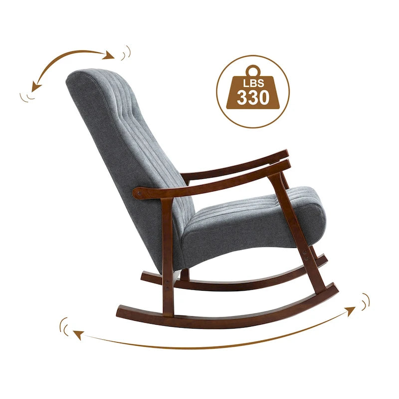 Upholstered Rocking Chair ModernHighBackArmchair