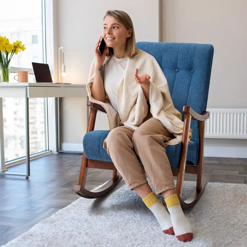 Upholstered Rocking Chair ModernHighBackArmchair