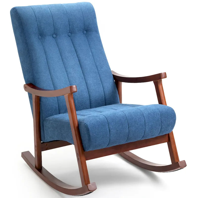 Upholstered Rocking Chair ModernHighBackArmchair