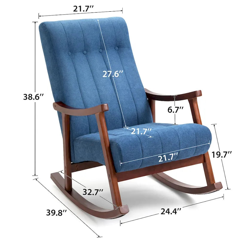 Upholstered Rocking Chair ModernHighBackArmchair