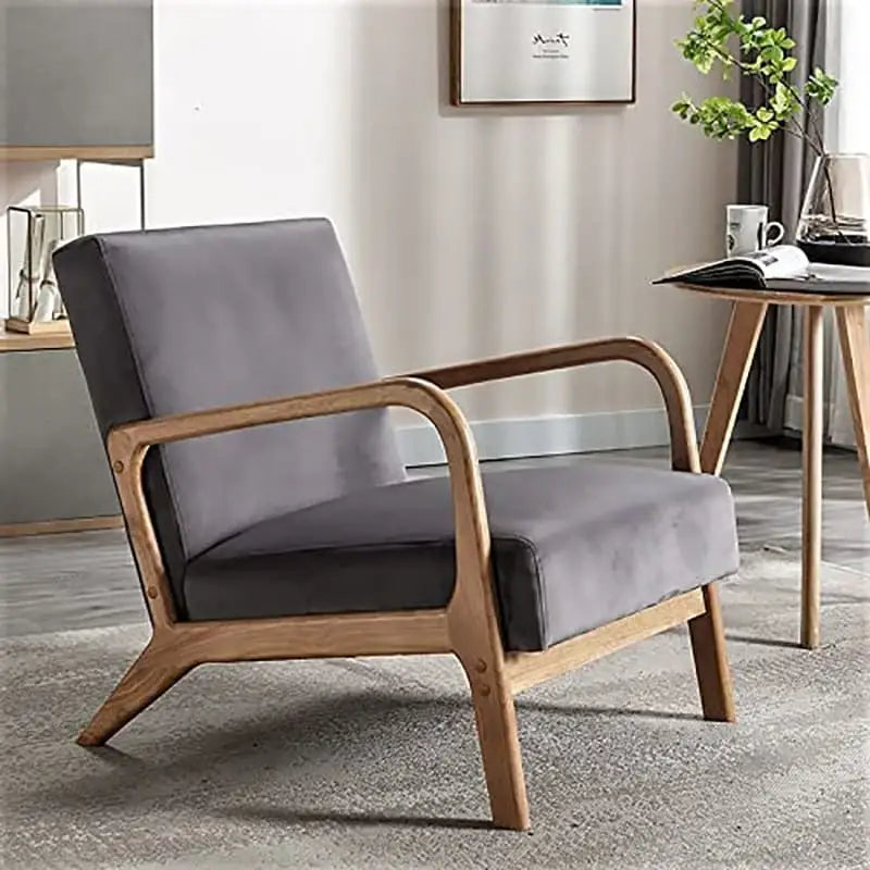 Velvet/ Wood Mid-century Modern Armchair