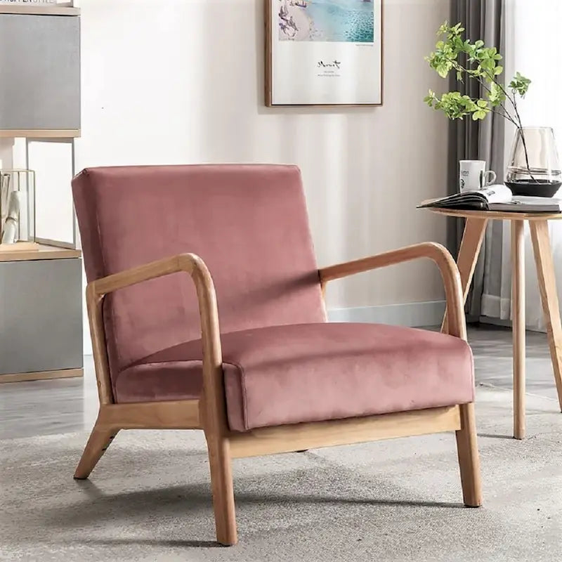 Velvet/ Wood Mid-century Modern Armchair