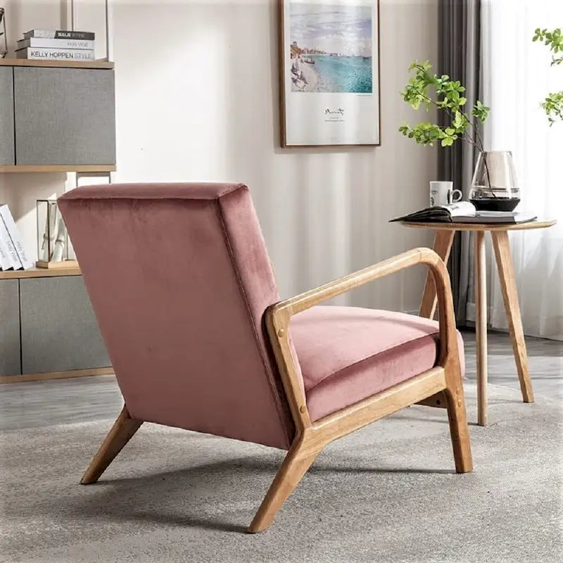 Velvet/ Wood Mid-century Modern Armchair
