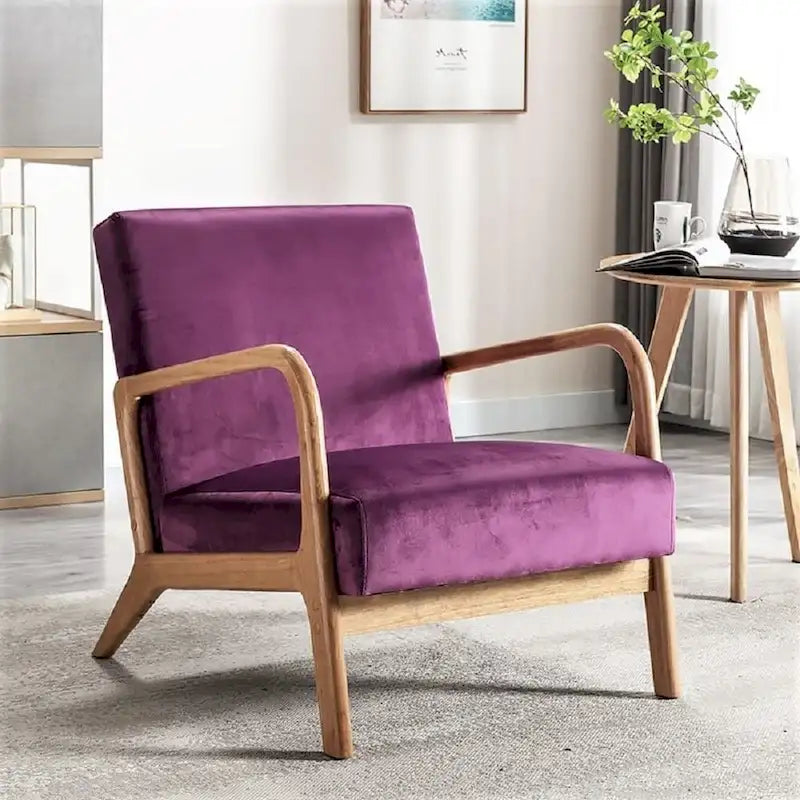 Velvet/ Wood Mid-century Modern Armchair