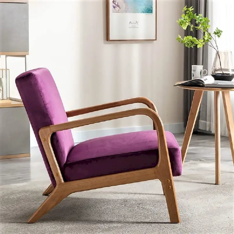 Velvet/ Wood Mid-century Modern Armchair