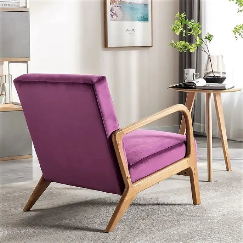 Velvet/ Wood Mid-century Modern Armchair