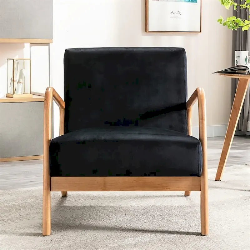 Velvet/ Wood Mid-century Modern Armchair