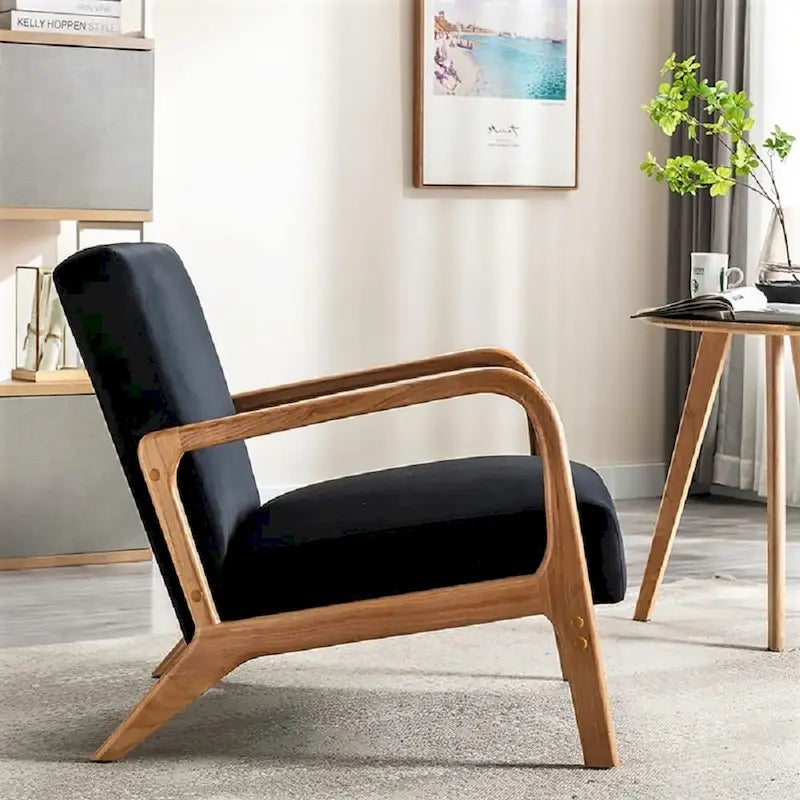 Velvet/ Wood Mid-century Modern Armchair