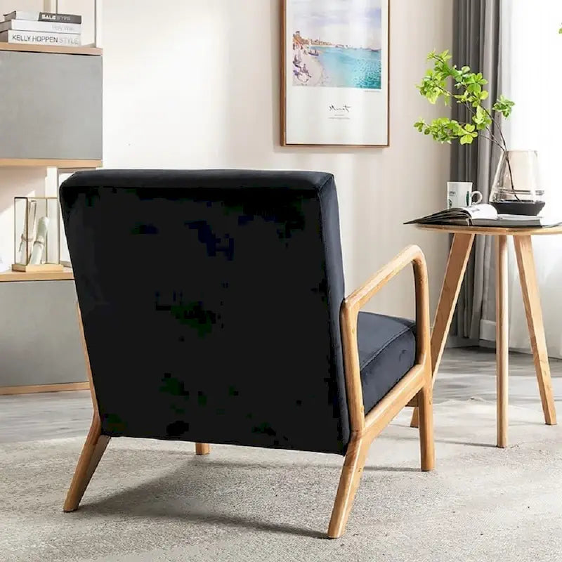 Velvet/ Wood Mid-century Modern Armchair
