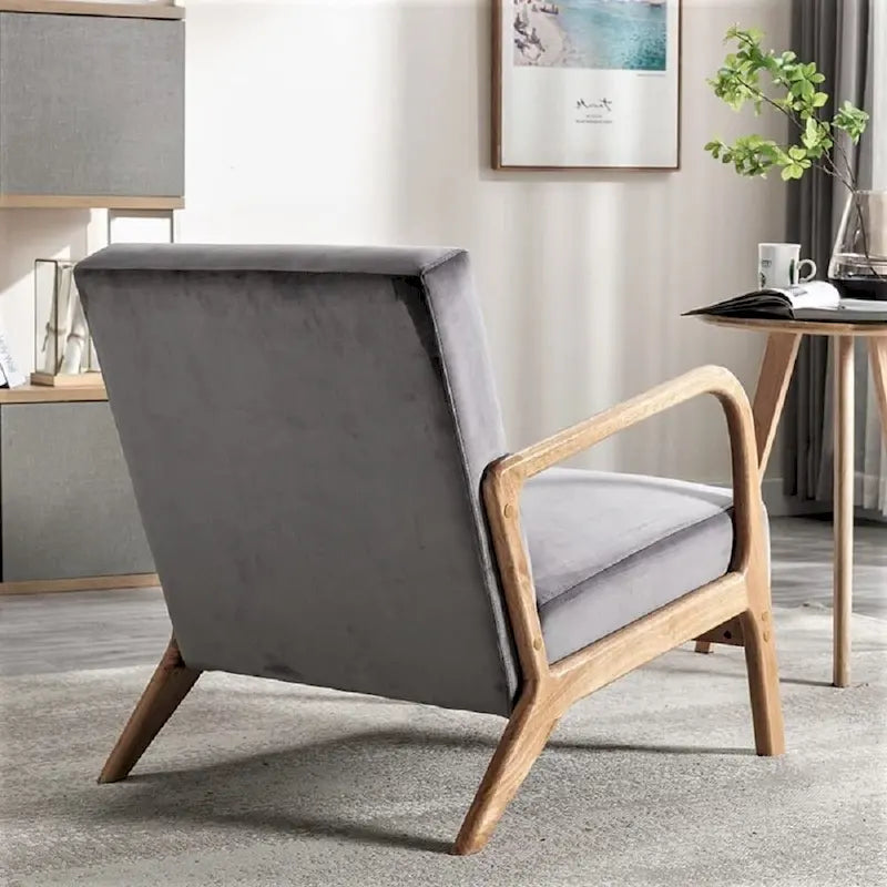 Velvet/ Wood Mid-century Modern Armchair