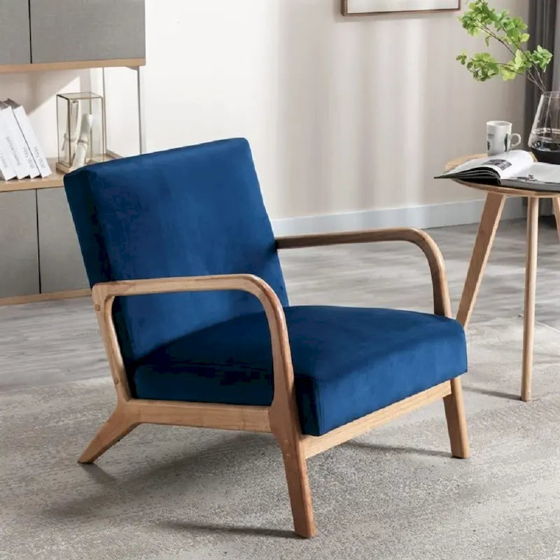 Velvet/ Wood Mid-century Modern Armchair