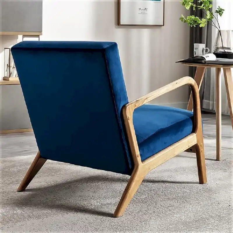 Velvet/ Wood Mid-century Modern Armchair