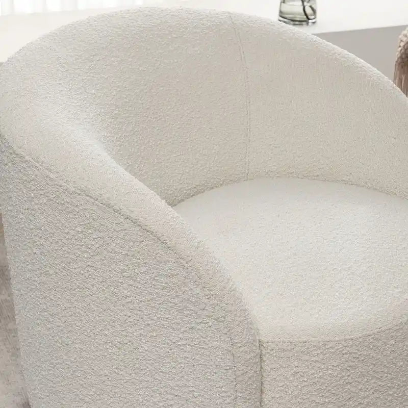 34 W Upholstered Boucle Swivel Barrel Accent Chair