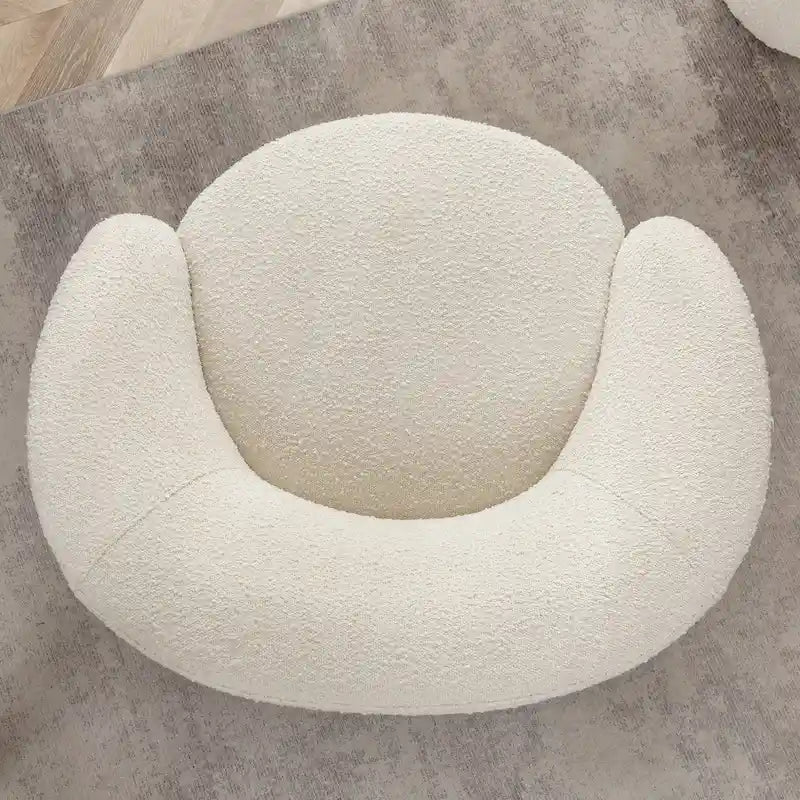 34 W Upholstered Boucle Swivel Barrel Accent Chair