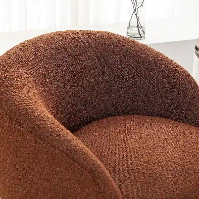 34 W Upholstered Boucle Swivel Barrel Accent Chair
