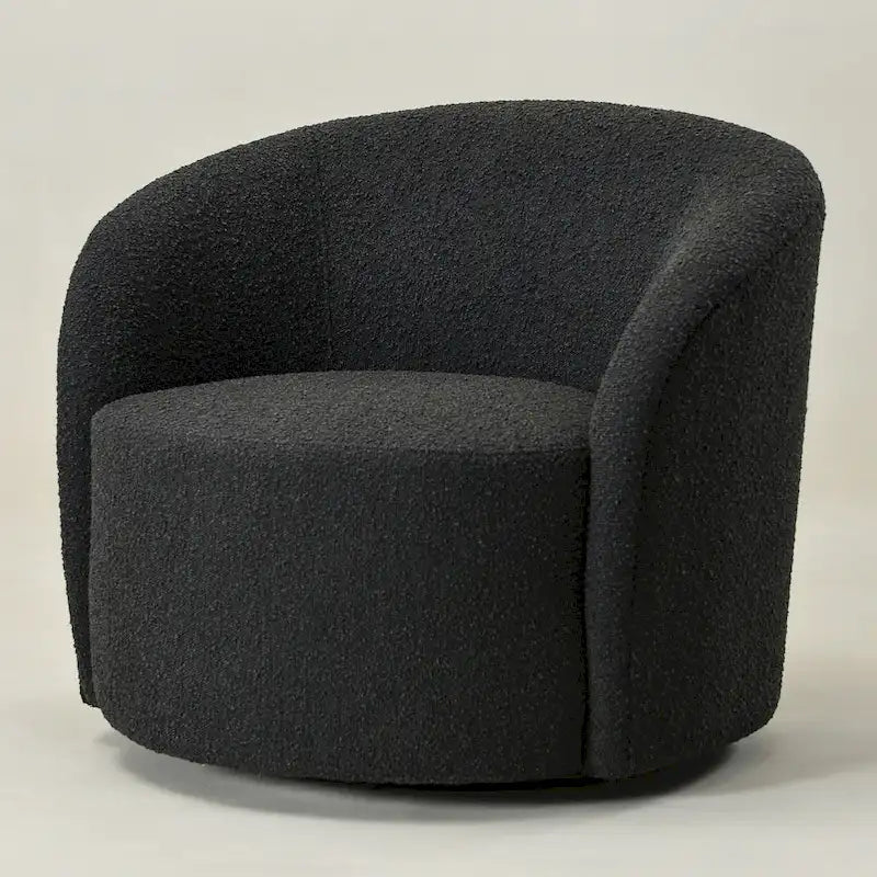 34 W Upholstered Boucle Swivel Barrel Accent Chair