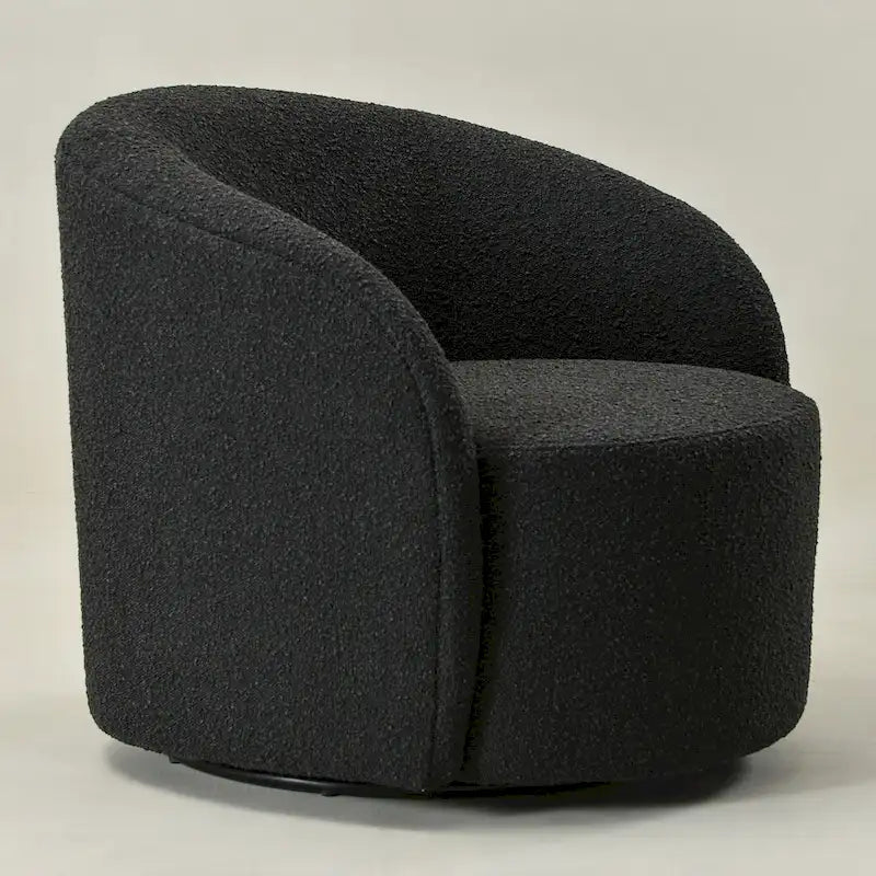 34 W Upholstered Boucle Swivel Barrel Accent Chair