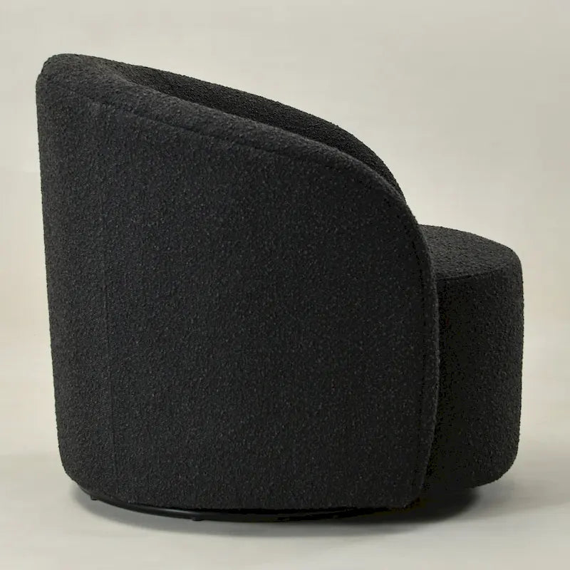 34 W Upholstered Boucle Swivel Barrel Accent Chair