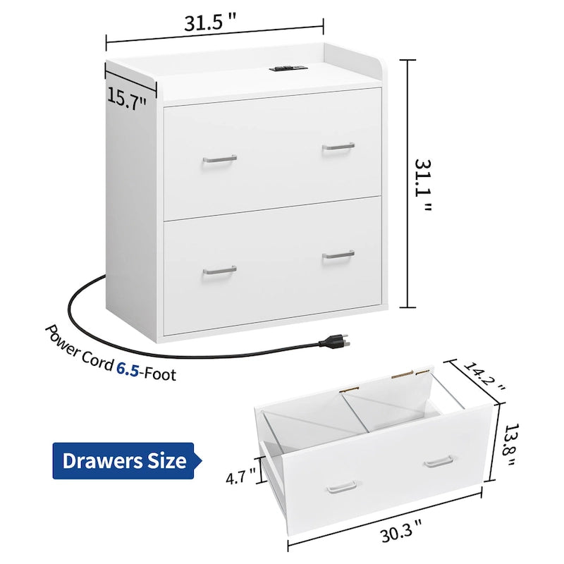 2-Drawer File Cabinet Lateral Filing Cabinet Home Office File Cabinet