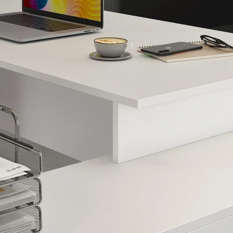 Office Computer Desk L Shaped Corner Desk Drawers Shelves
