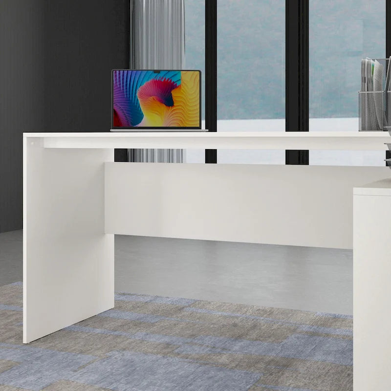 Office Computer Desk L Shaped Corner Desk Drawers Shelves