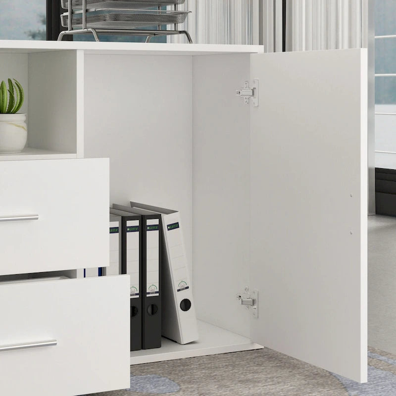 Office Computer Desk L Shaped Corner Desk Drawers Shelves