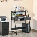 Computer Desk for Small Spaces, School Student Desk Study Writing Desk, Small Corner Desk with Drawer and Storage Shelves
