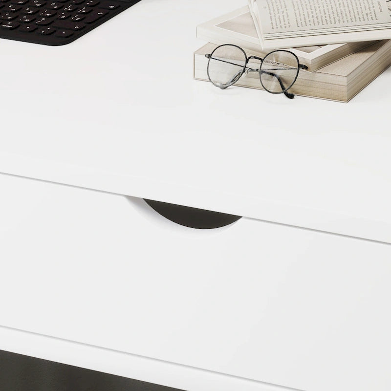 Computer Desk for Small Spaces, School Student Desk Study Writing Desk, Small Corner Desk with Drawer and Storage Shelves