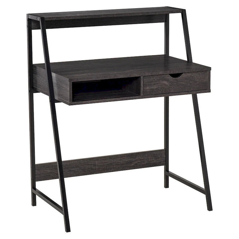 Computer Desk for Small Spaces, School Student Desk Study Writing Desk, Small Corner Desk with Drawer and Storage Shelves