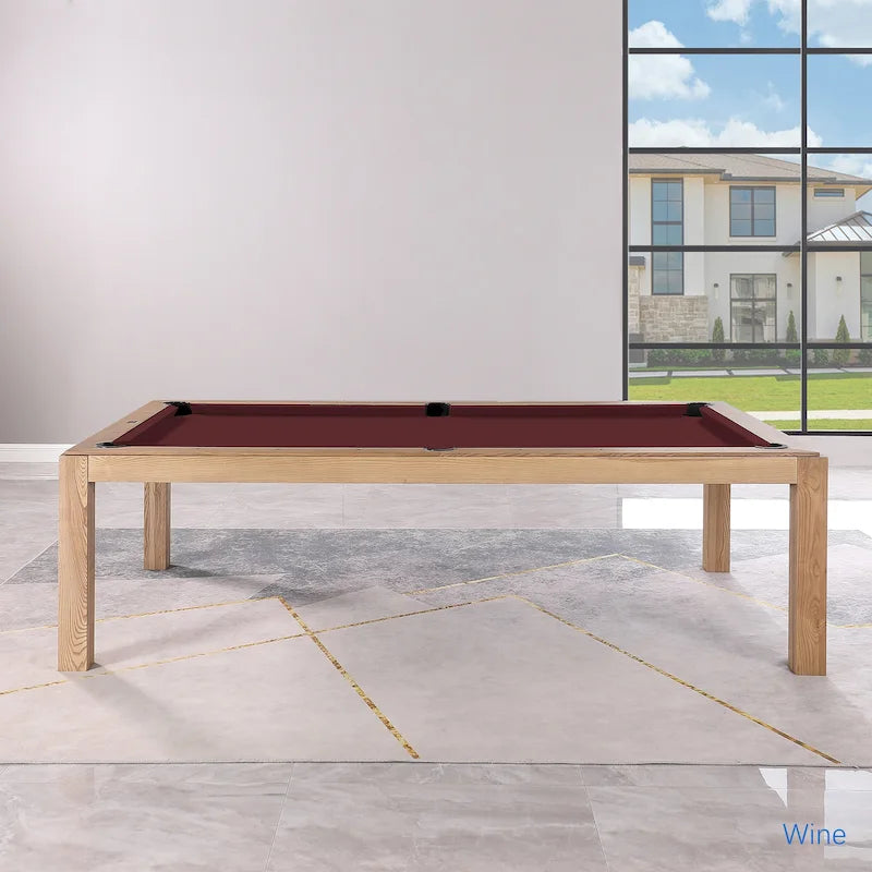 Olivia 8ft Vintage Ash Billiard Slate Pool Table with Dining Top
