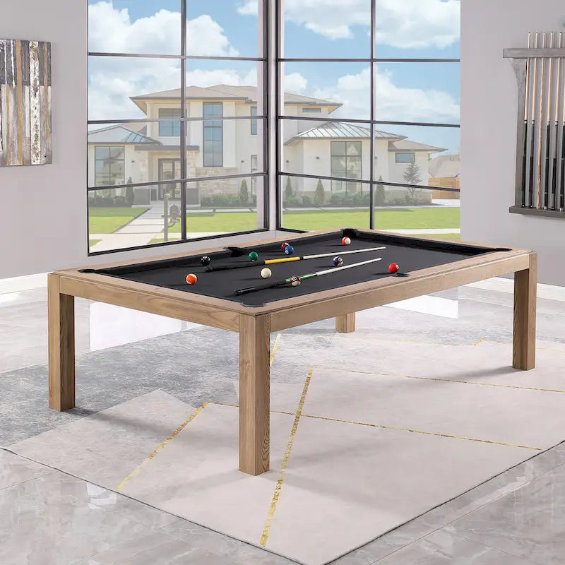 Olivia 8ft Vintage Ash Billiard Slate Pool Table with Dining Top