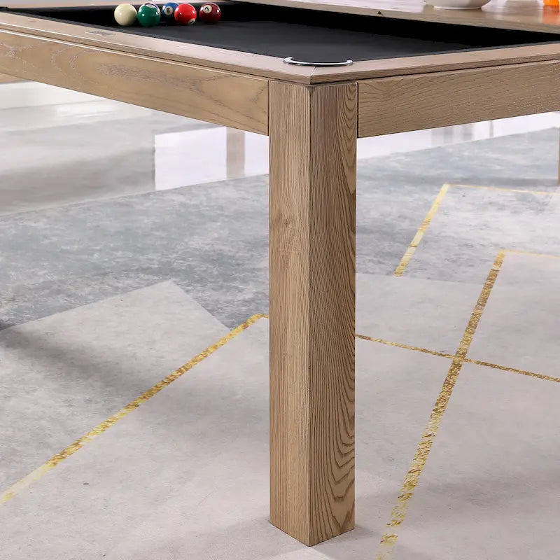 Olivia 8ft Vintage Ash Billiard Slate Pool Table with Dining Top